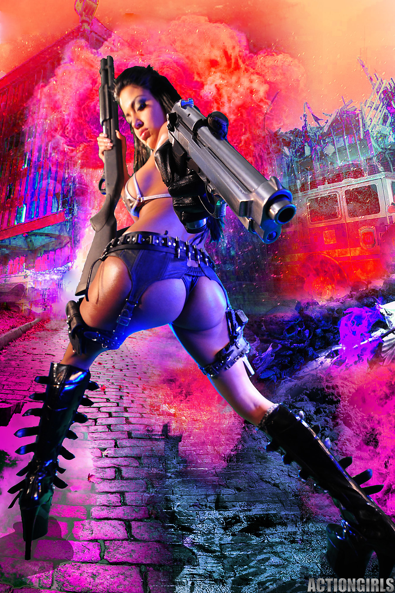 brunette gun girl — 55