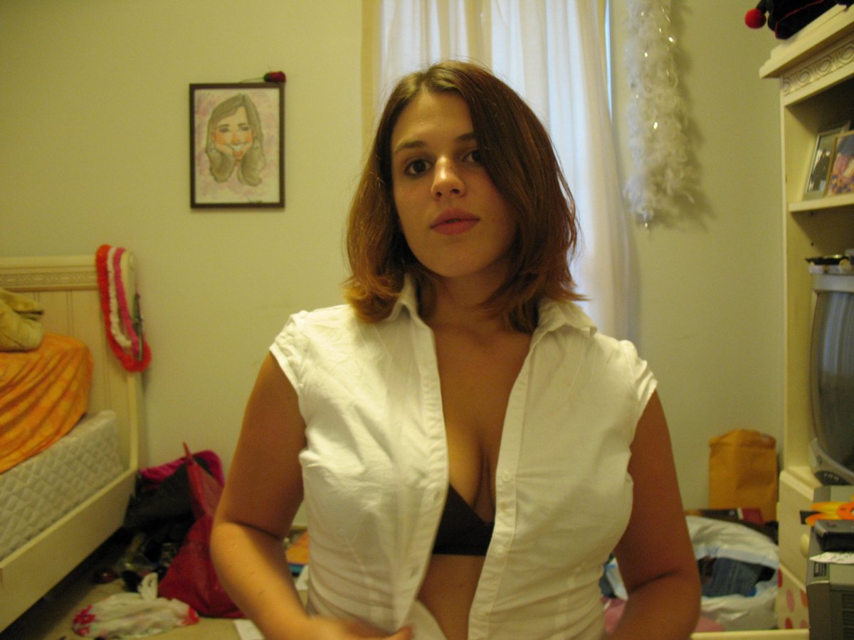 Dontleavethemayonnaiseout-White Shirt Black Bra — 29